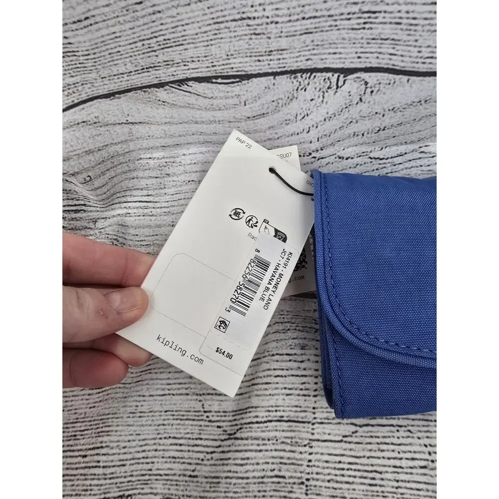 Kipling Money Land Snap Wallet RIFID Havana Blue
